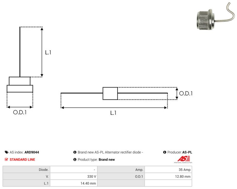 AS-PL ARD9044 Rectifier, alternator