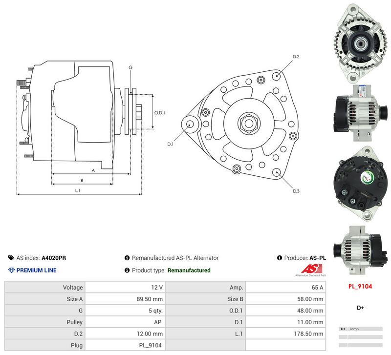 Generaator, AS-PL A4020PR