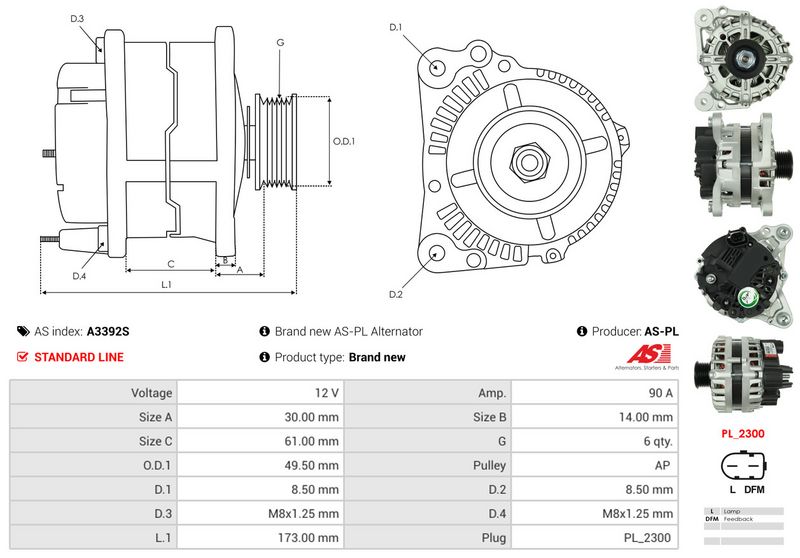 AS-PL A3392S Alternator