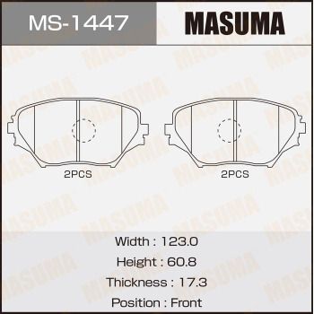 Комплект гальмівних колодок, передня вісь, 60,8мм, Toyota RAV 4 (00-05) (MS-1447) MASUMA, Masuma MS-1447