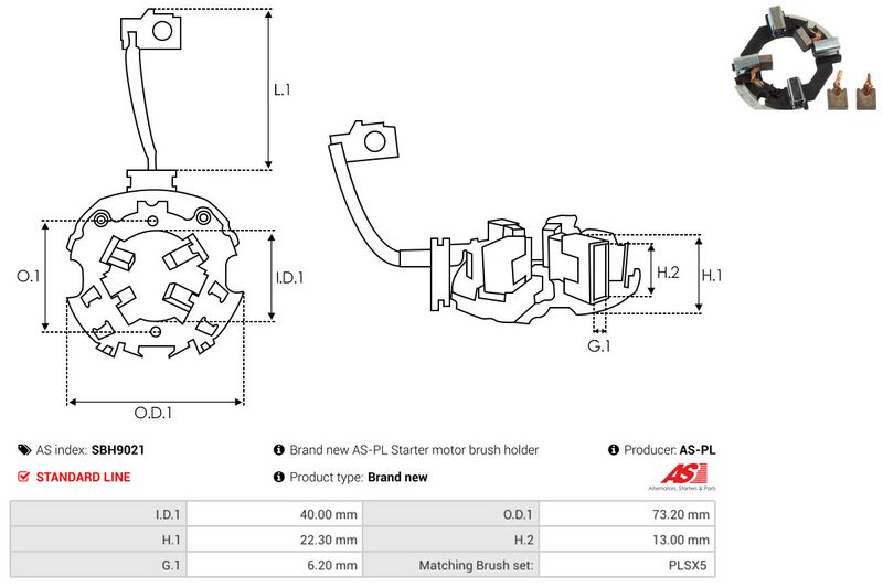 Kinnitus, süsinikuharjad, AS-PL SBH9021