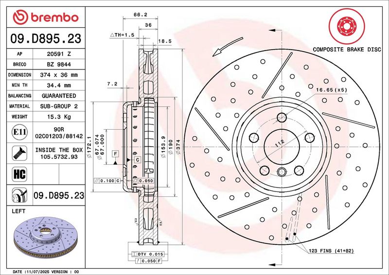BREMBO Stabdžių diskas