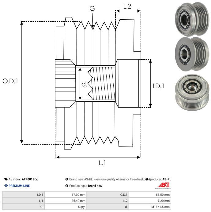AS-PL AFP0019(V) Alternator Freewheel Clutch