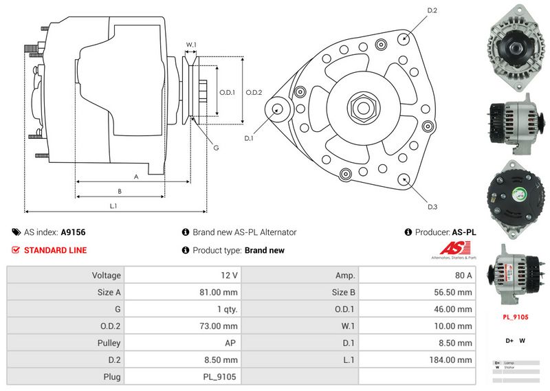 AS-PL A9156 Alternator
