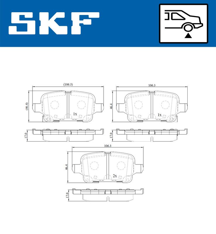 Комплект гальмівних накладок, дискове гальмо, Skf VKBP90156A