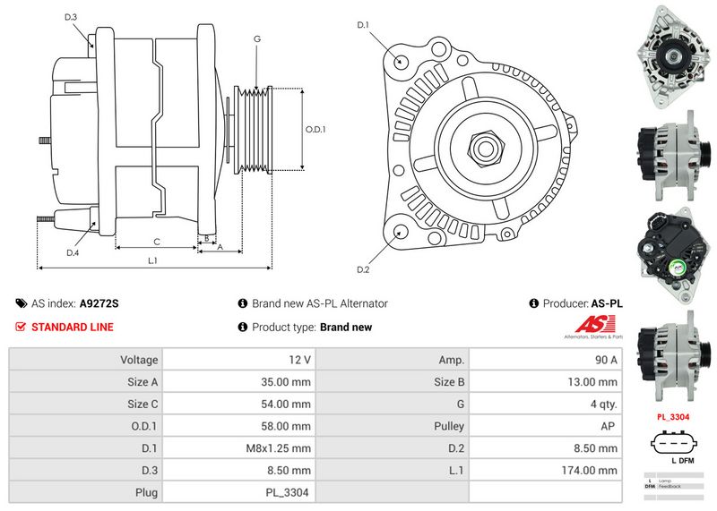 AS-PL A9272S Alternator