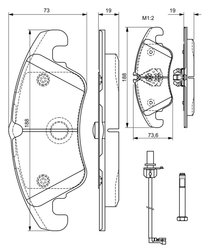 Piduriklotsi komplekt, ketaspidur, BOSCH 0 986 494 201