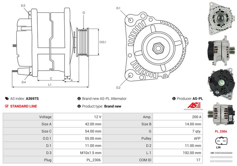 AS-PL A3697S Alternator