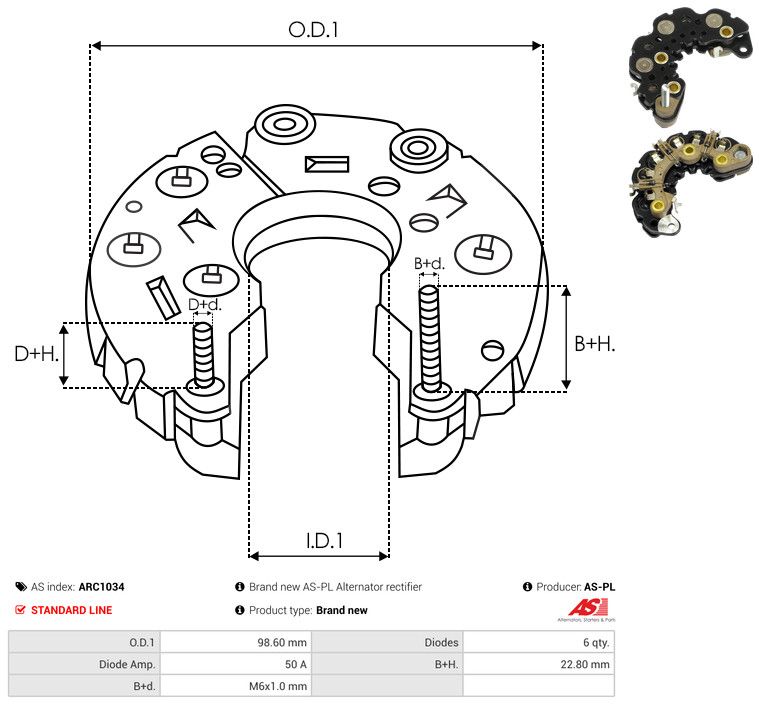 AS-PL ARC1034 Rectifier, alternator