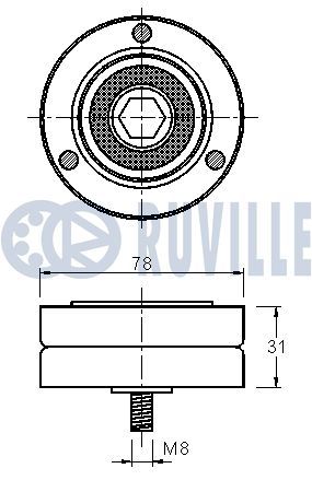 Відвідний/напрямний ролик, поліклиновий ремінь, Ruville 542087