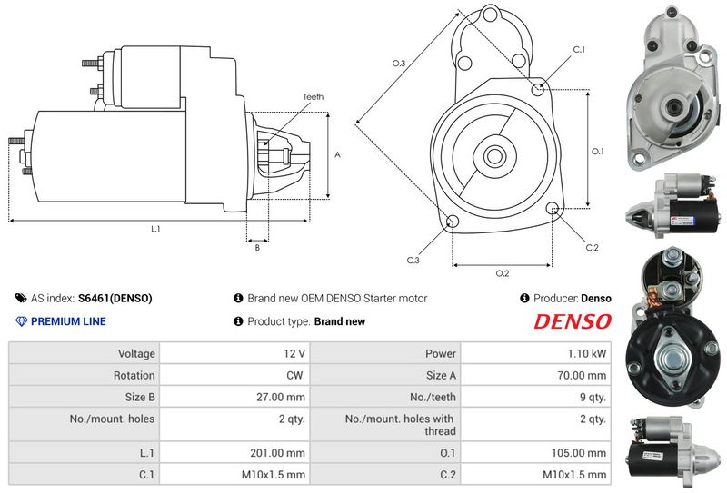 AS-PL S6461(DENSO) Starter