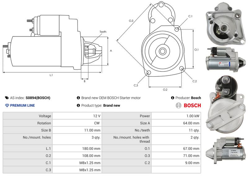 AS-PL S0894(BOSCH) Starter