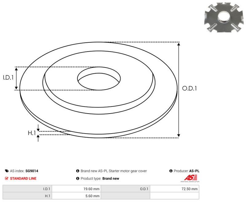Remondikomplekt, Starter, AS-PL SG9014