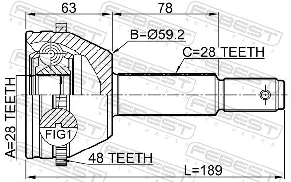 Комплект шарнірів, приводний вал, Febest 2110-TT985A48