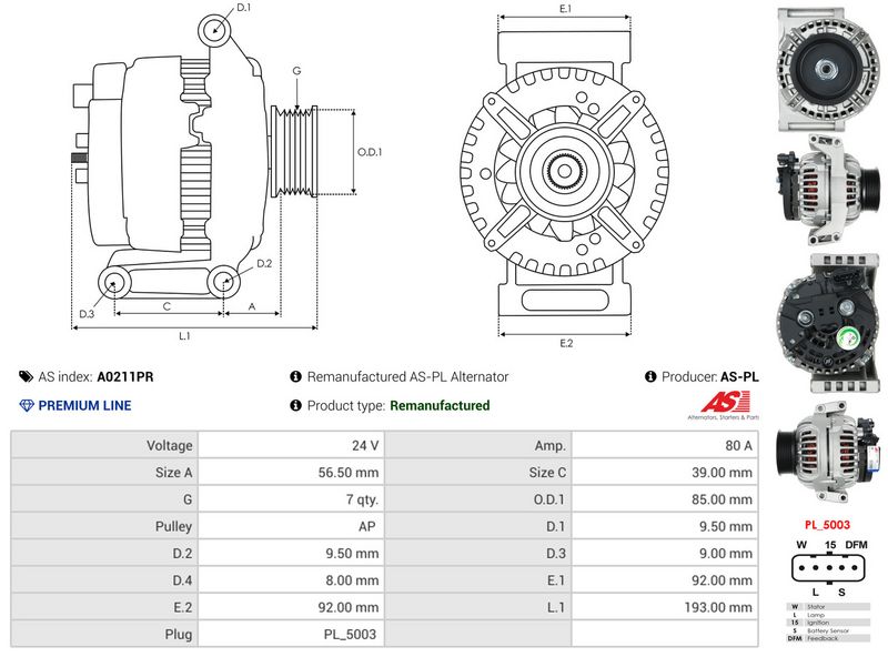 AS-PL A0211PR Alternator