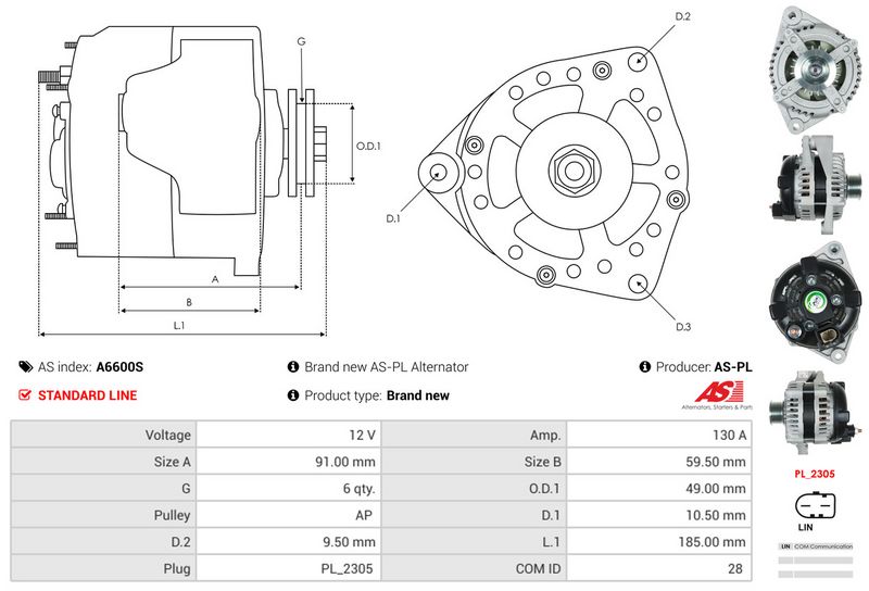 AS-PL A6600S Alternator