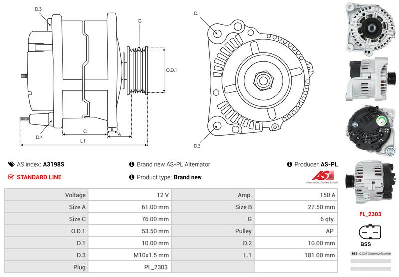 AS-PL A3198S Alternator