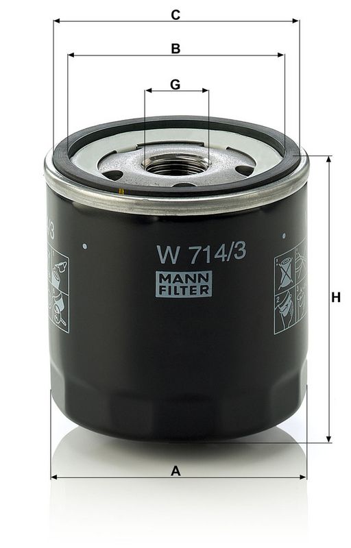 Õlifilter, MANN-FILTER W 714, 3