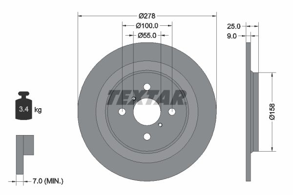 Гальмівний диск, Textar 92161903