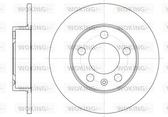 Гальмівний диск, передня вісь, повн., 232мм, кількість отворів 5, VAG Bora Golf IV Polo 09> 14> /Octavia I /Fabia I II (D6547.00) WOKING, Woking D6547
