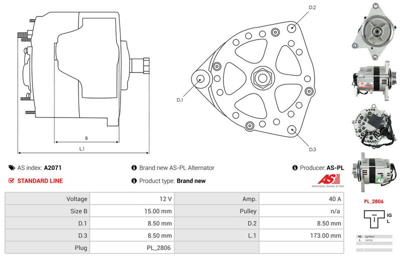 AS-PL A2071 Alternator