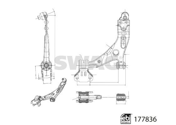 SWAG 33 10 4322 Control/Trailing Arm, wheel suspension