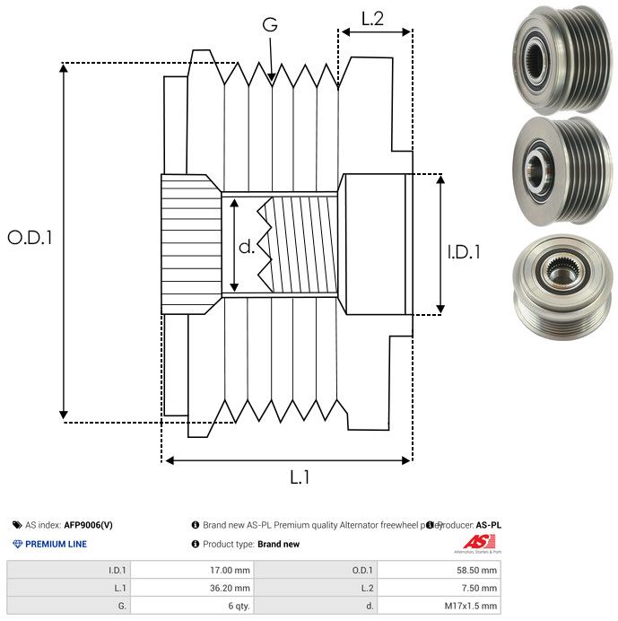 AS-PL AFP9006(V) Alternator Freewheel Clutch