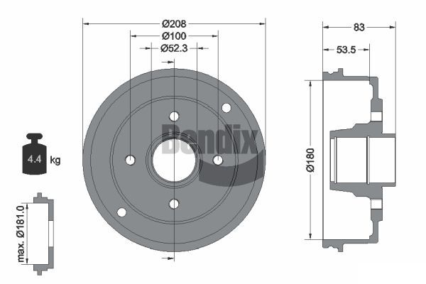 BENDIX Braking fékdob BDM1054