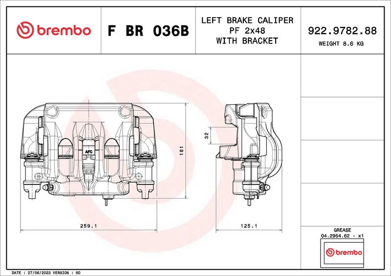 BREMBO FBR036B Brake Caliper