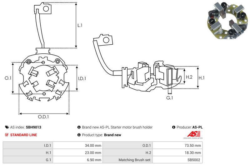 AS-PL SBH9013 Holder, carbon brushes