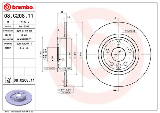 BREMBO Remschijf 08.C208.11