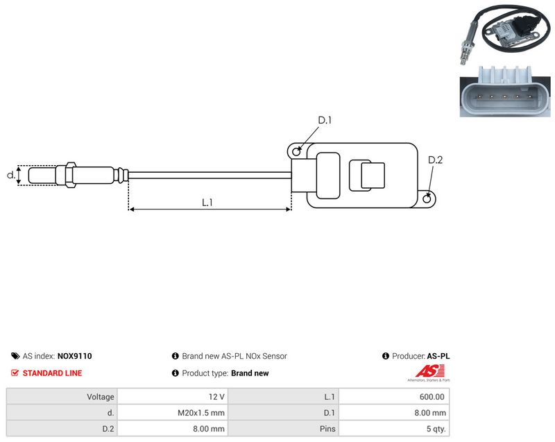 NOx-sensor, karbamiidipritse, AS-PL NOX9110