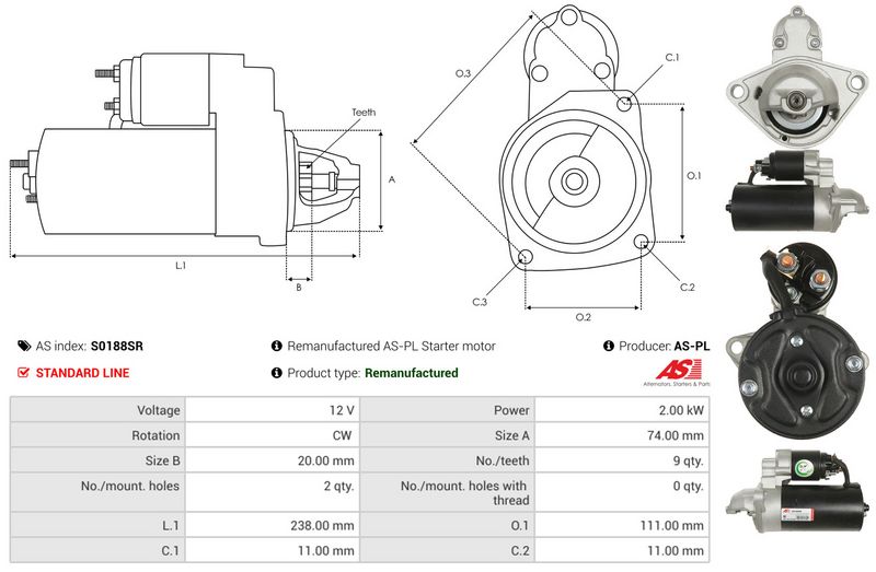 AS-PL S0188SR Starteris
