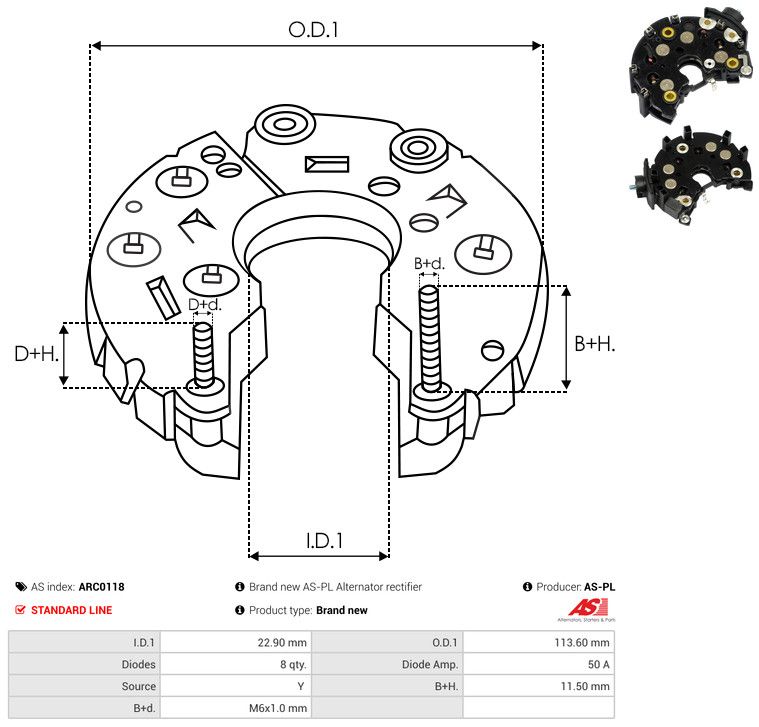 AS-PL ARC0118 Rectifier, alternator