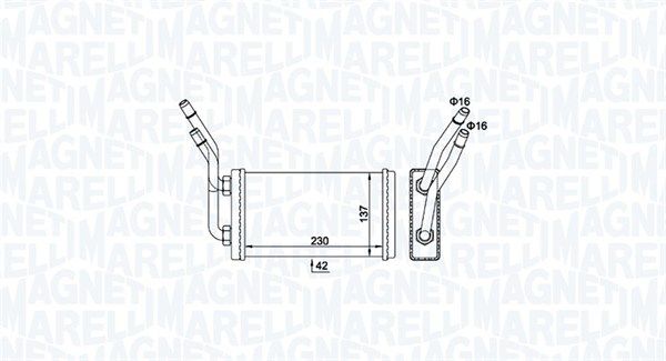 Теплообмінник, система опалення салону, Magneti Marelli 350218468000