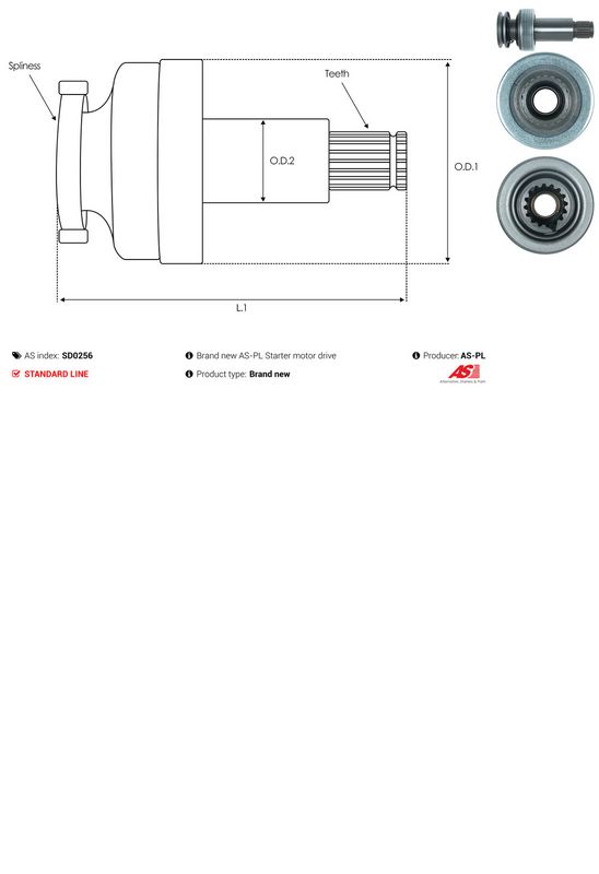 AS-PL SD0256 Freewheel Gear, starter