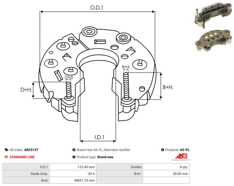AS-PL ARC5127 Rectifier, alternator