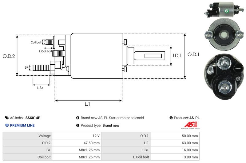 AS-PL SS6014P Solenoid Switch, starter