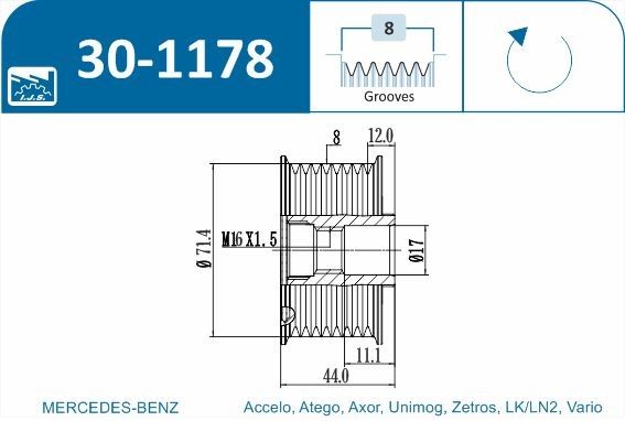 Шкив генератора IJS GROUP 301178