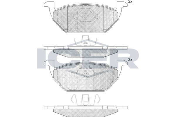 Комплект гальмівних накладок, дискове гальмо, Icer EV1338