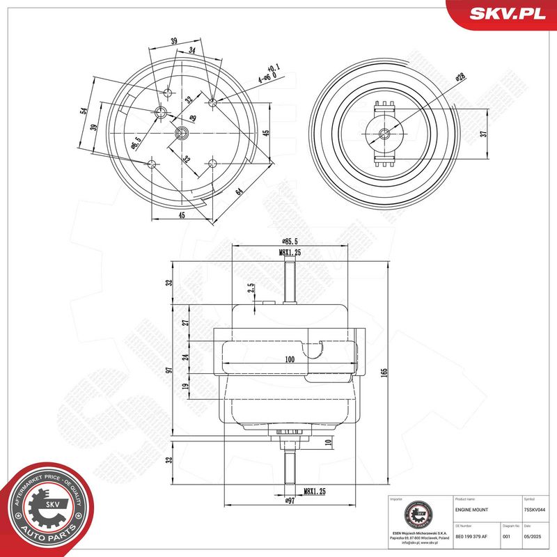 ESEN SKV 75SKV044 Mounting, engine