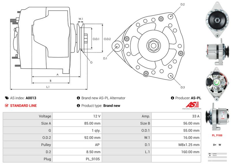 AS-PL A0013 Alternator