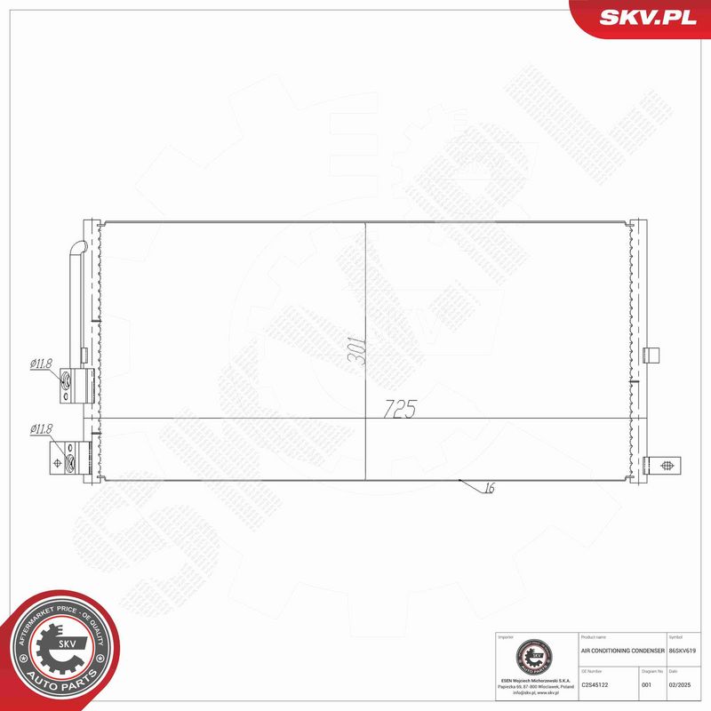 ESEN SKV 86SKV619 Condenser, air conditioning