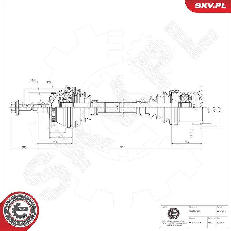 ESEN SKV 40SKV050 Drive Shaft