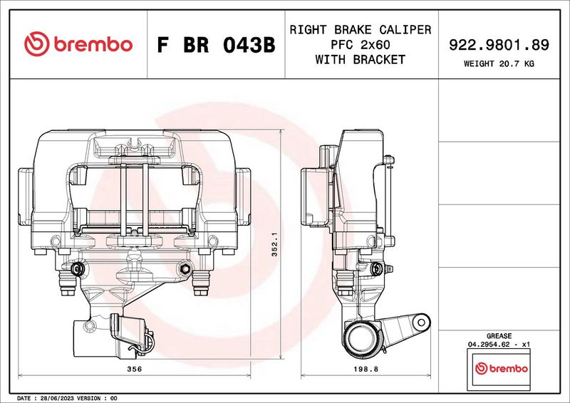 BREMBO FBR043B Brake Caliper