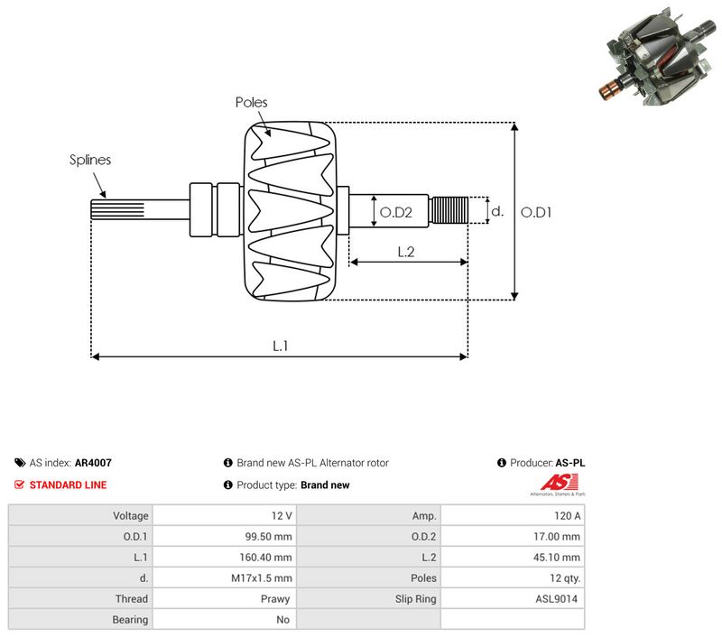 rootor, generaator, AS-PL AR4007