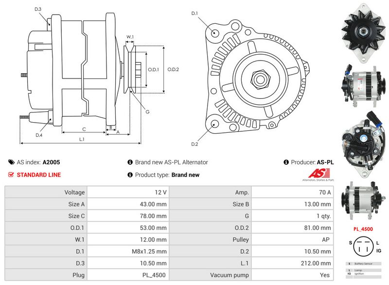 AS-PL A2005 Alternator