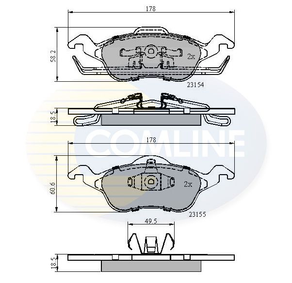 Комплект гальмівних накладок, дискове гальмо, Comline CBP0490