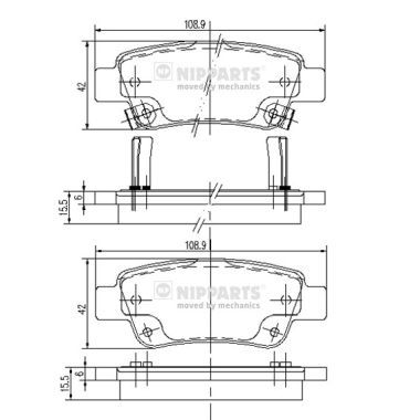 Комплект гальмівних накладок, дискове гальмо, Nipparts N3614019