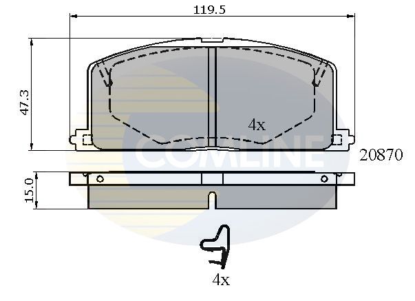 Комплект гальмівних накладок, дискове гальмо, Comline CBP3163